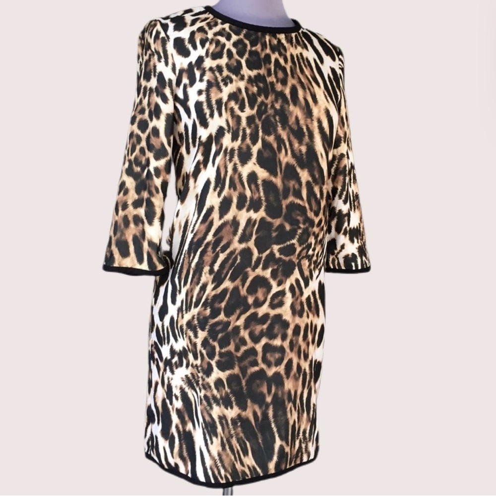 MNG Leopard Long Sleeve Sheath Dress -Size S